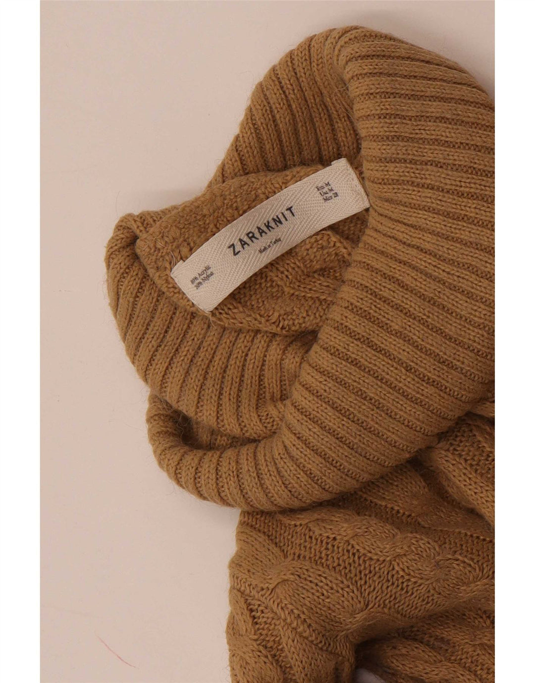Pulover pentru femei cu gât rulat Zara UK 12 maro mediu acrilic