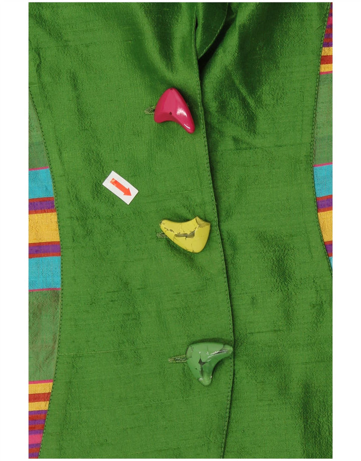 VINTAGE Top cardigan cu mânecă scurtă pentru femei UK 12 Medium Green Dunge Retro