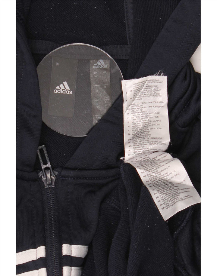 Pulover Adidas pentru bărbați, cu fermoar, poliester, albastru, mediu
