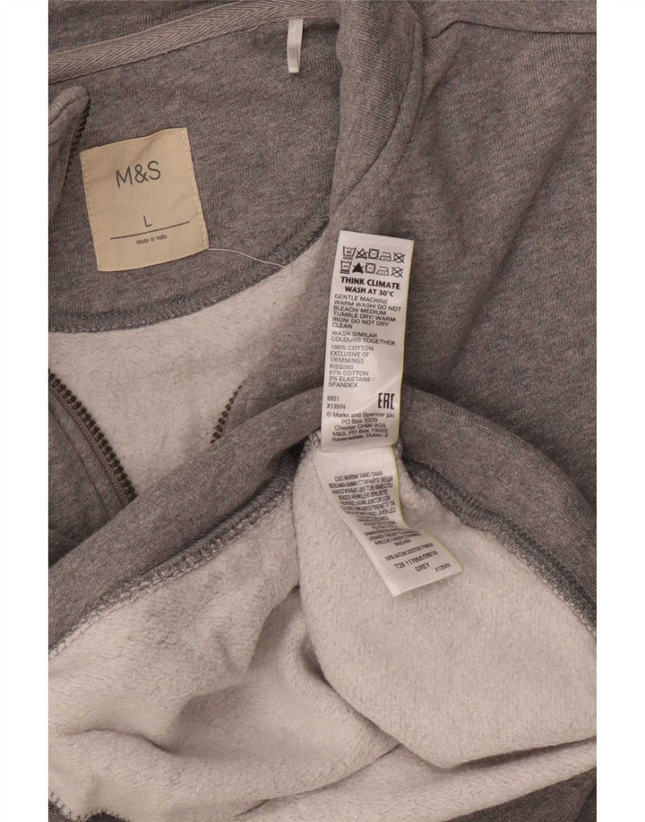 Pulover pentru bărbați Marks & Spencer, cu fermoar, cu gât, bumbac mare, gri