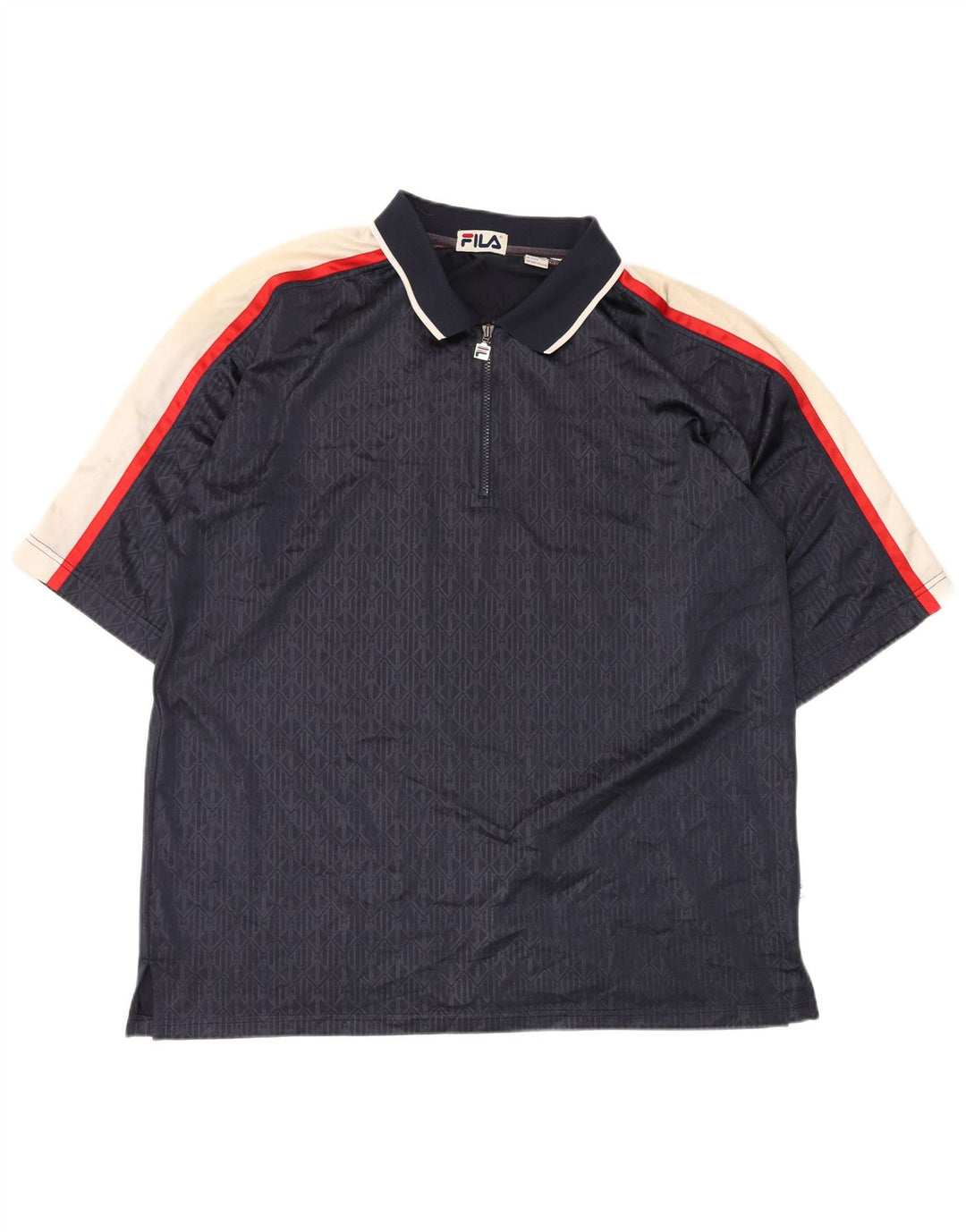 Tricou polo pentru bărbați FILA 2XL, poliester geometric, albastru bleumarin
