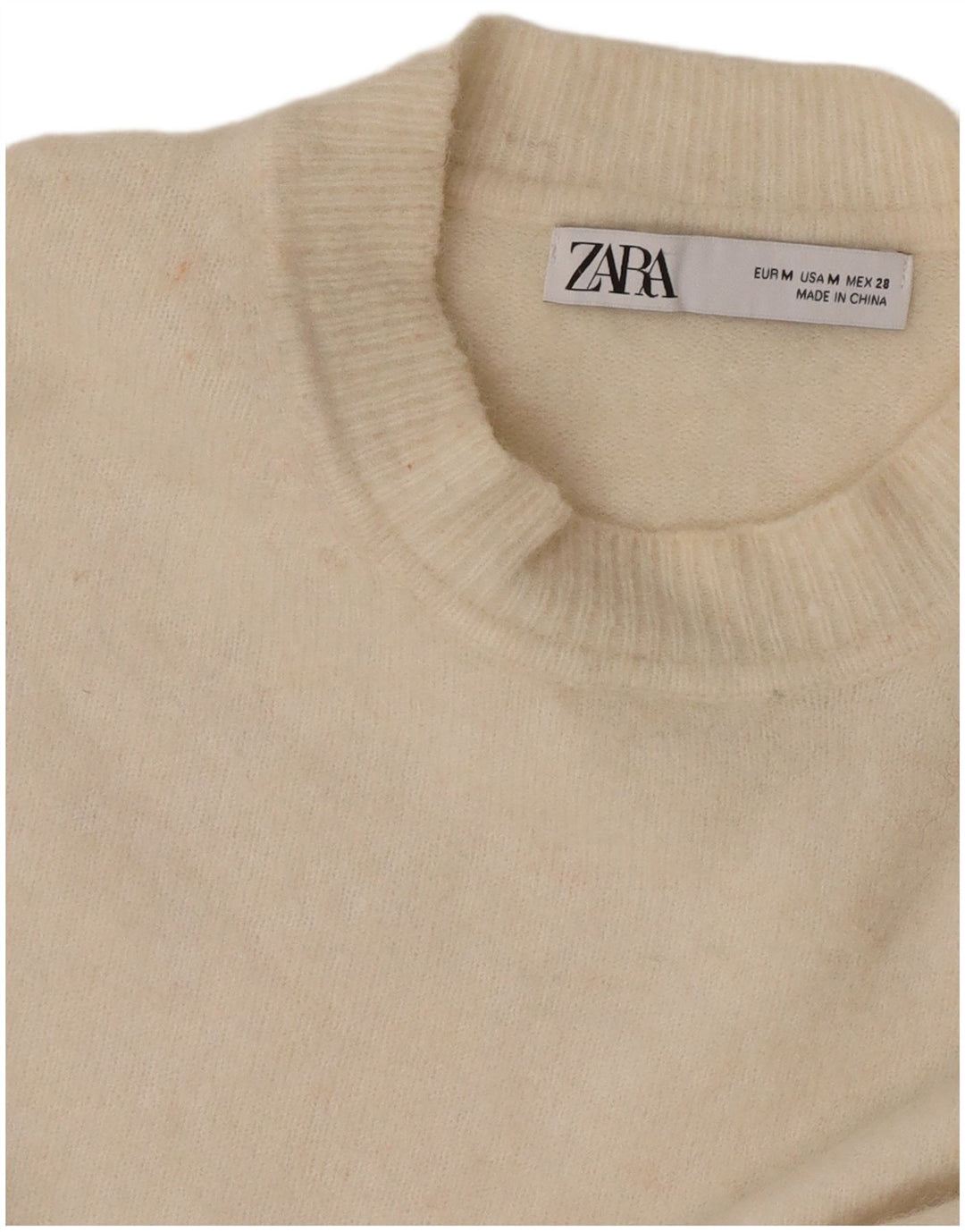 Pulover supradimensionat pentru femei Zara, cu decolteu triplu, UK 14 Medium Off White