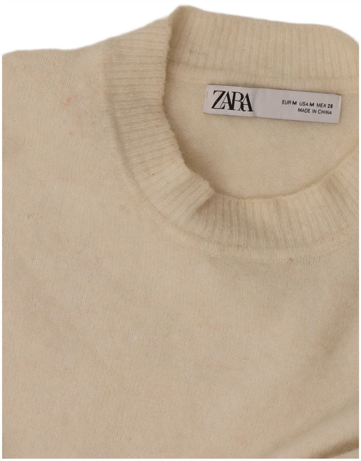 Pulover supradimensionat pentru femei Zara, cu decolteu triplu, UK 14 Medium Off White