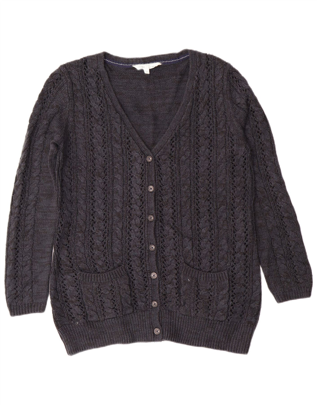 Pulover cardigan pentru femei Fat Face UK 14 mare, bleumarin, cașmir clasic