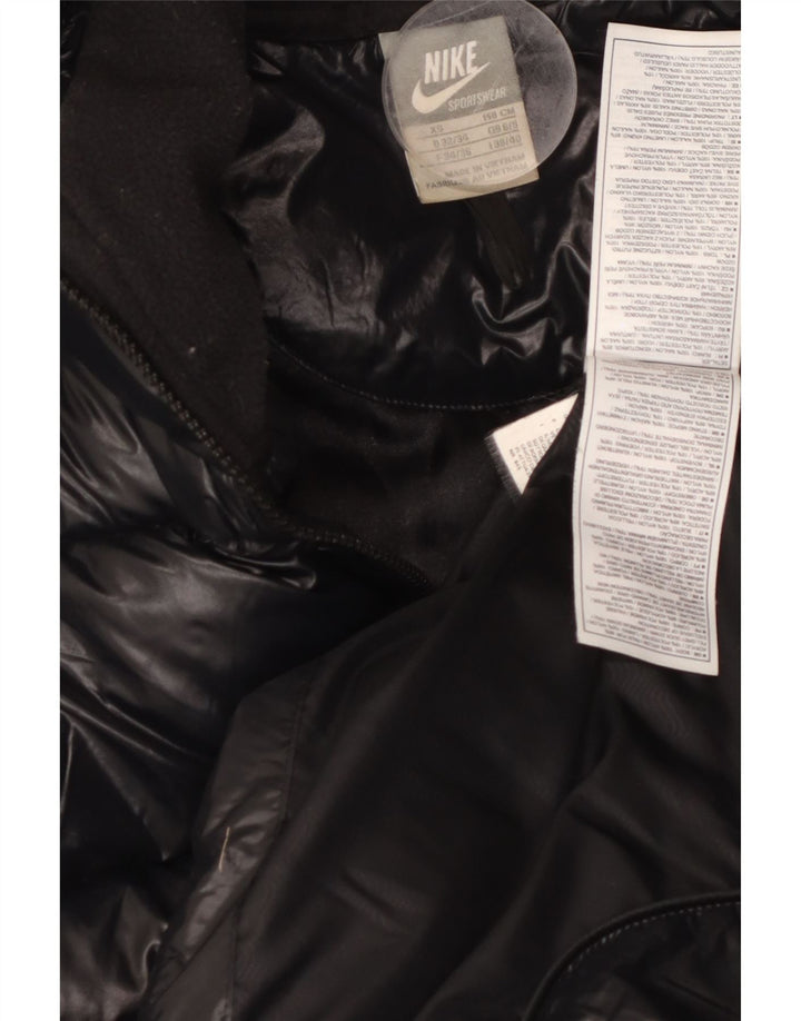 Jachetă căptușită cu glugă supradimensionată NIKE pentru femei UK 6/8 XS Nylon negru