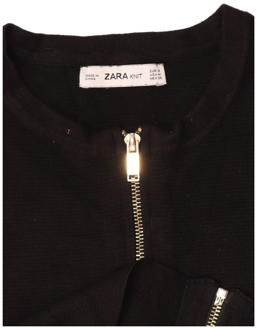 Zara Womens Crop Cardigan Sweater UK 12 Medium Black