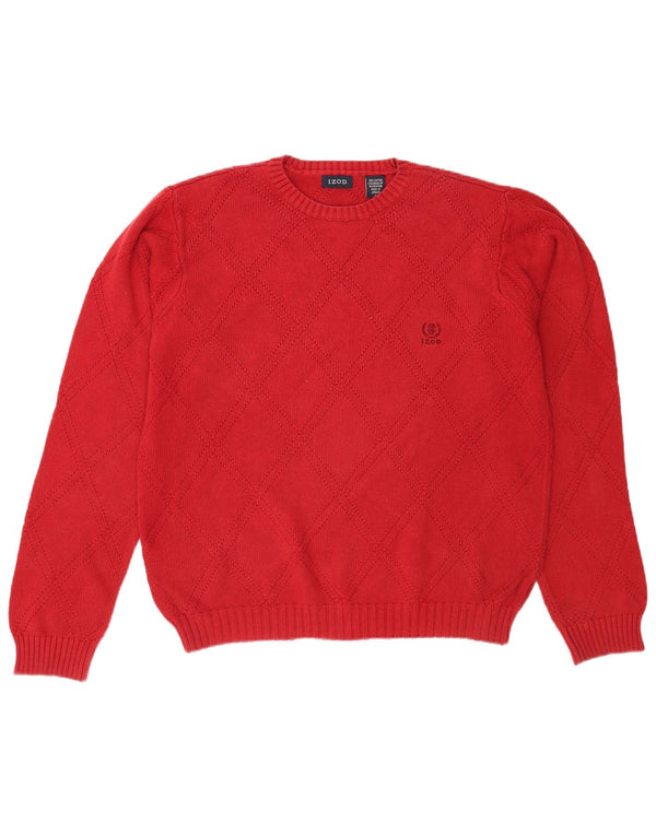 Izod Mens Crew Neck Jumper Sweater Small Red Cotton
