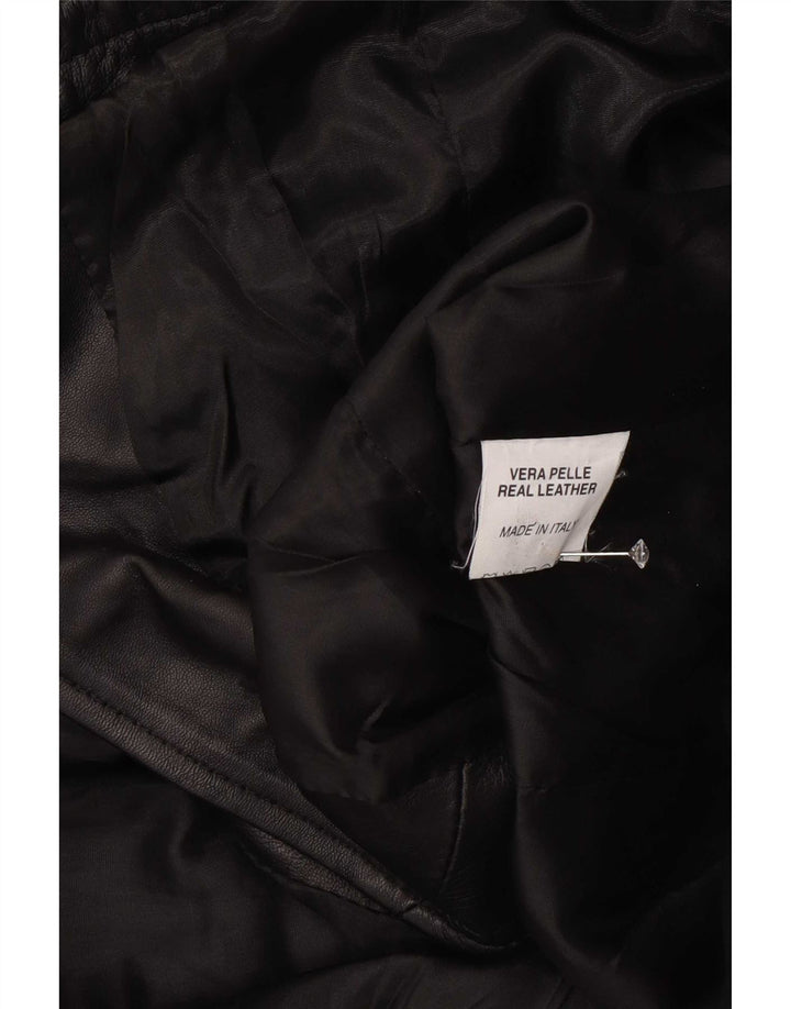Sacou blazer din piele cu 3 nasturi Settore UK 12 Medium Negru