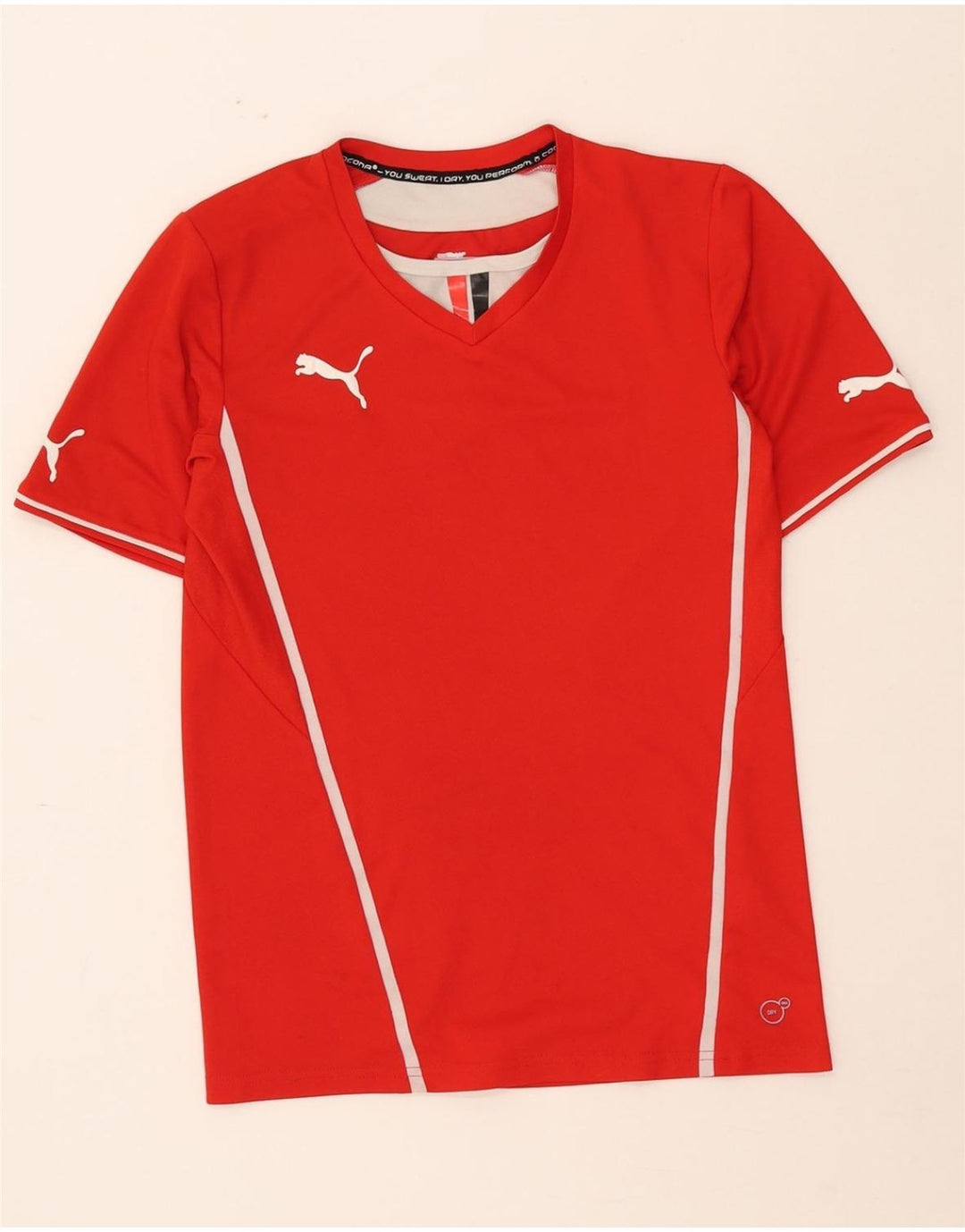PUMA Mens T-Shirt Top Small Red Colourblock Vintage Puma and Second-Hand Puma from Messina Hembry 