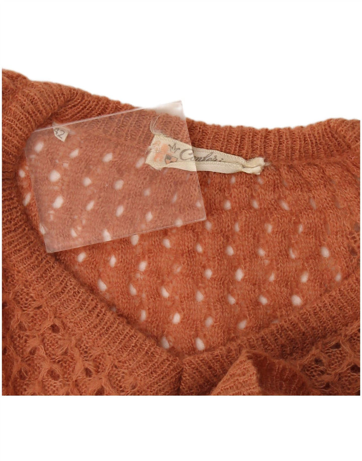 Pulover vintage pentru femei cu decolteu în V IT 42 maro mediu