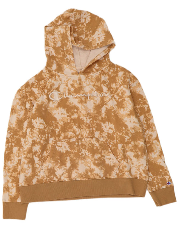Pulover cu glugă cu grafic pentru femei Champion UK 14 Medium Beige Tie Dye Bumbac