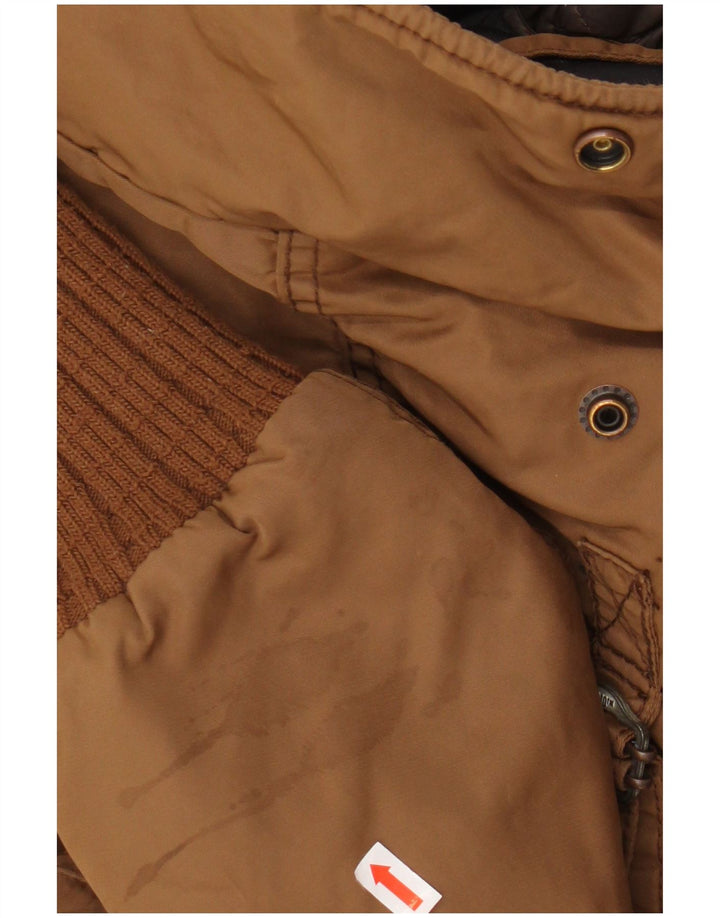 Jachetă parka militară cu glugă KHUJO pentru femei UK 14 Poliester maro mediu