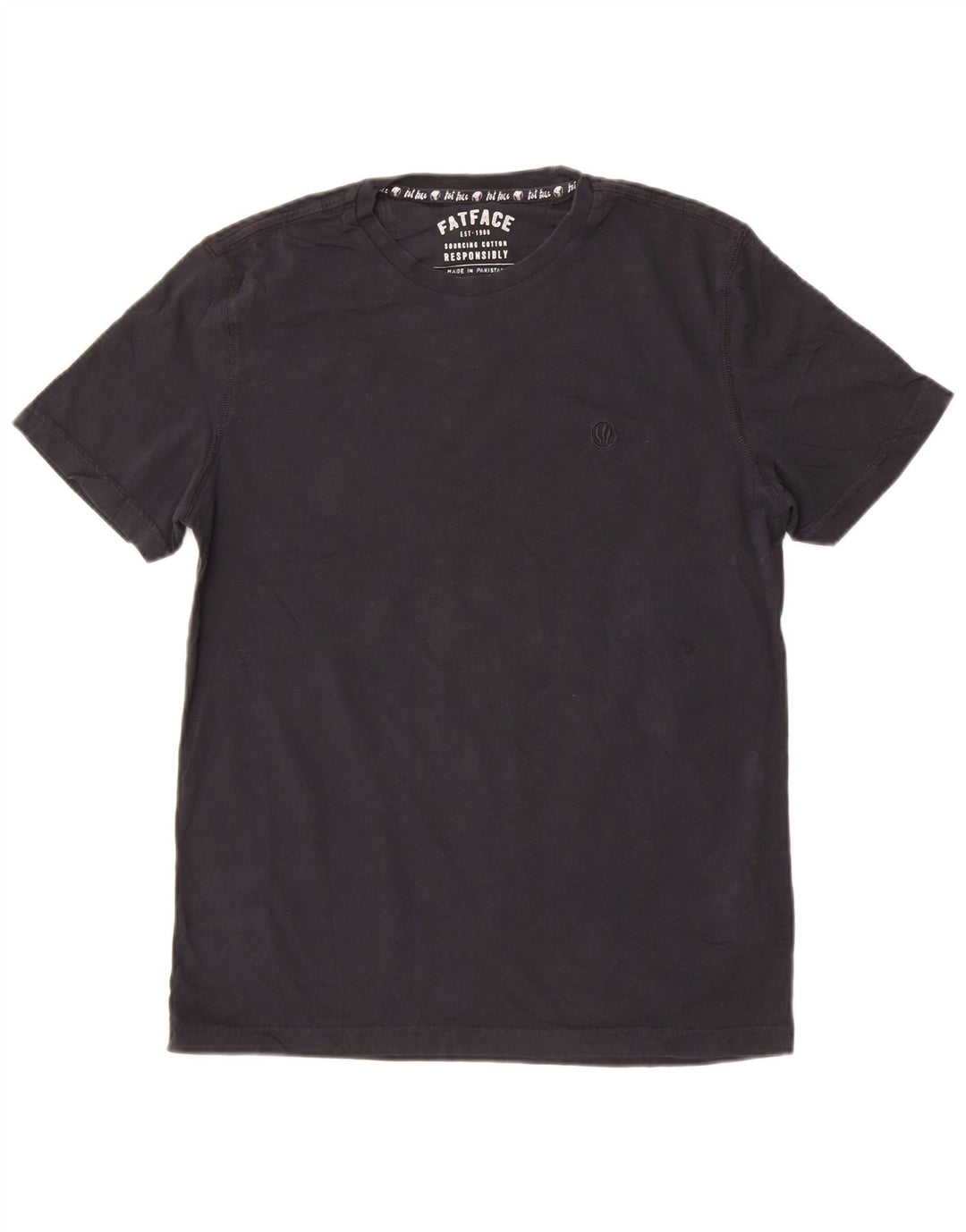 Fat Face Bărbați Tricou Top Mediu Negru Bumbac