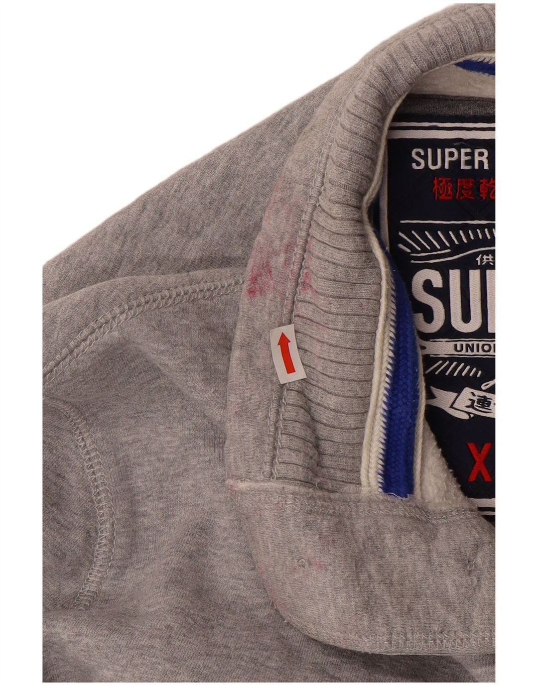 SUPERDRY Pulover pentru bărbați, cu grafică, cu gât cu nasturi, 2XL, gri pete