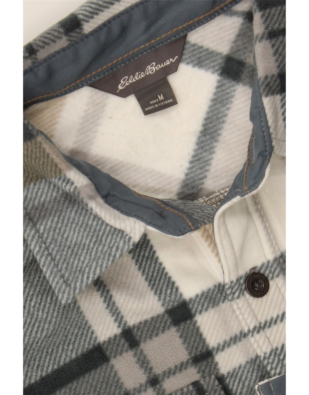EDDIE BAUER Mens Fleece Shirt Medium Multicoloured Check Polyester Vintage Eddie Bauer and Second-Hand Eddie Bauer from Messina Hembry 