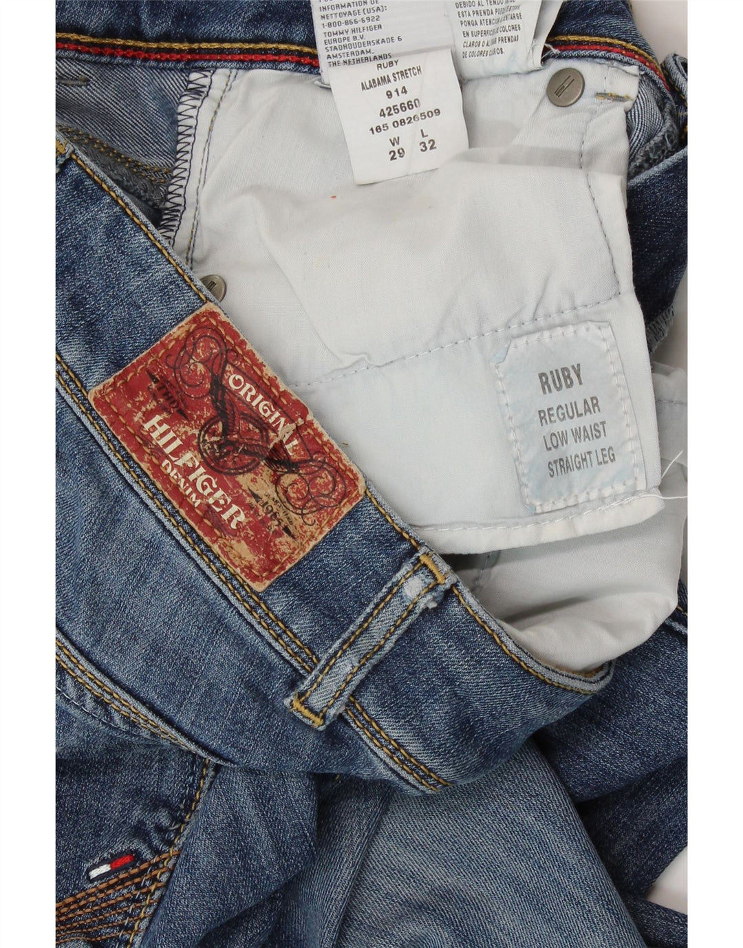 Blugi drepți Tommy Hilfiger pentru femei Ruby cu talie joasă W29 L32 Bumbac albastru