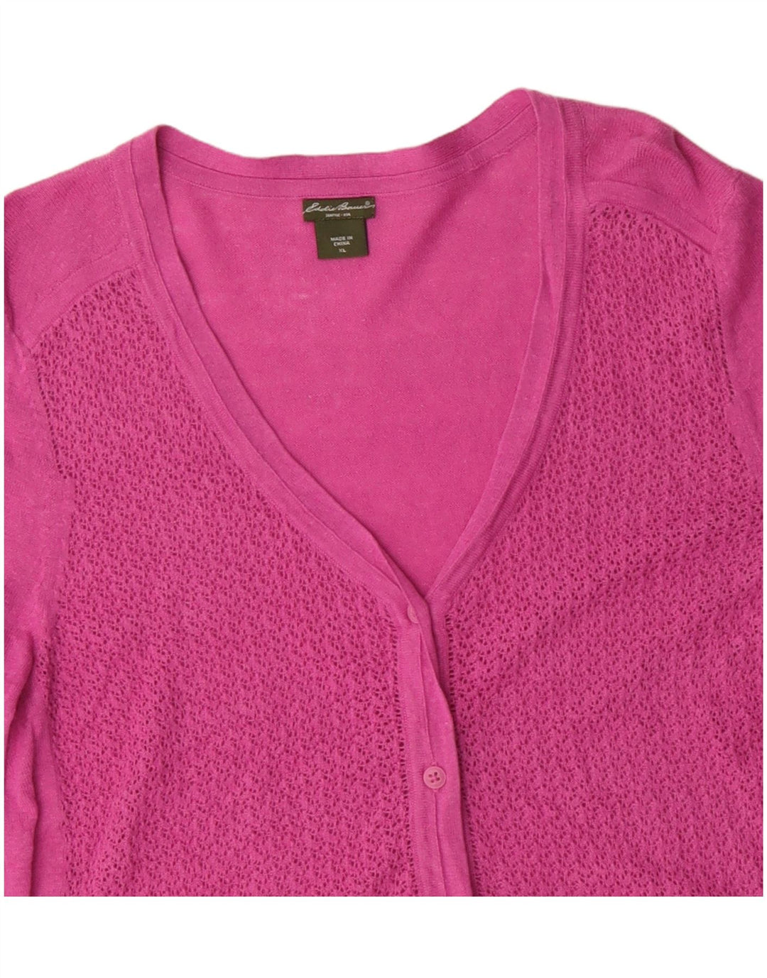 Pulover cardigan cu mâneci 3/4 pentru femei Eddie Bauer UK 18 XL in roz