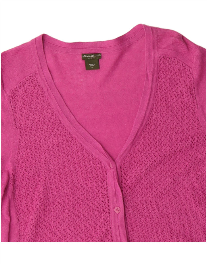 Pulover cardigan cu mâneci 3/4 pentru femei Eddie Bauer UK 18 XL in roz