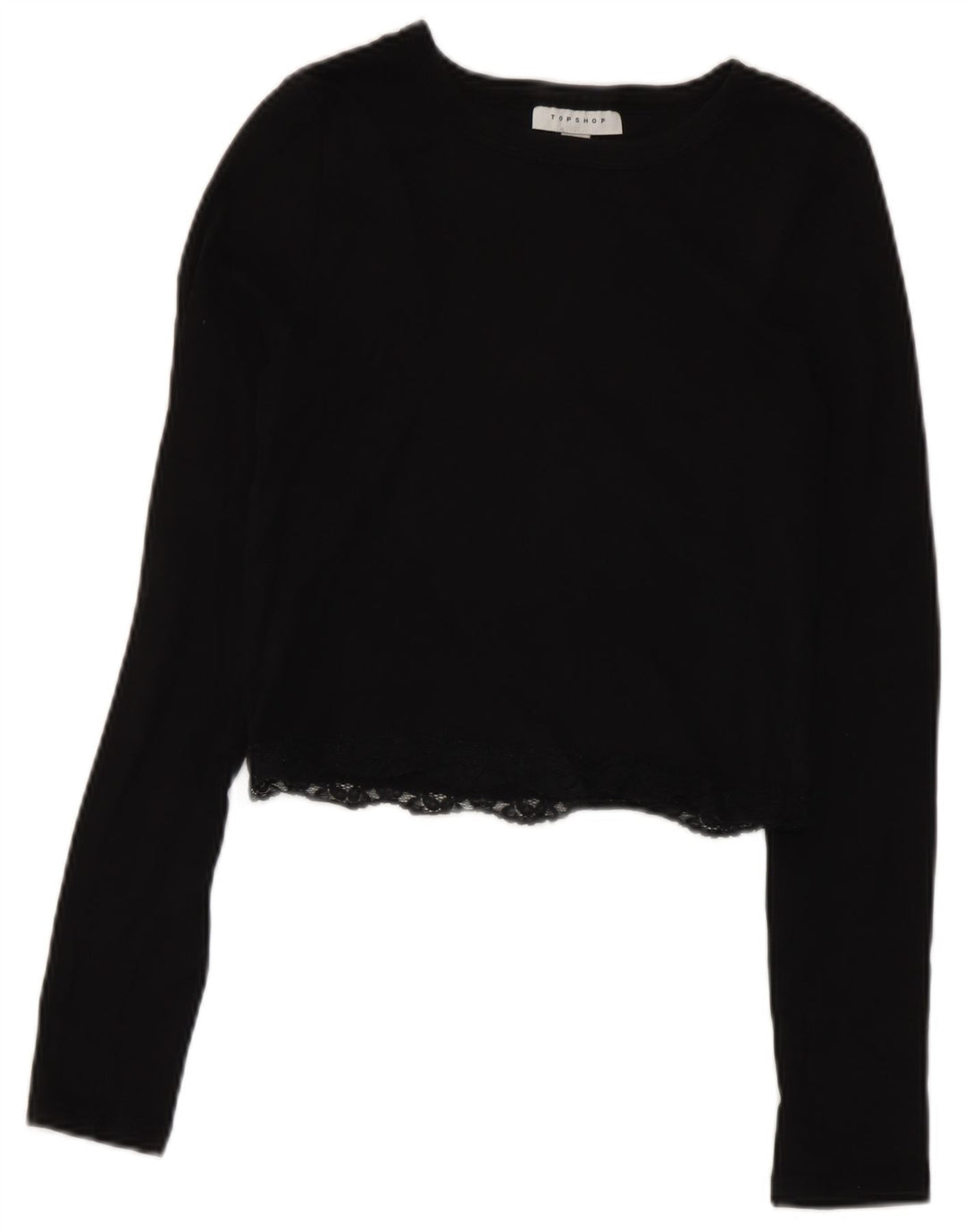 Topshop pentru femei Crop Top cu mânecă lungă UK 10 Small Black