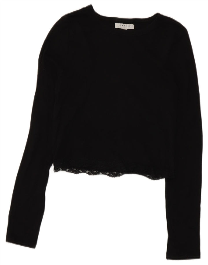 Topshop pentru femei Crop Top cu mânecă lungă UK 10 Small Black