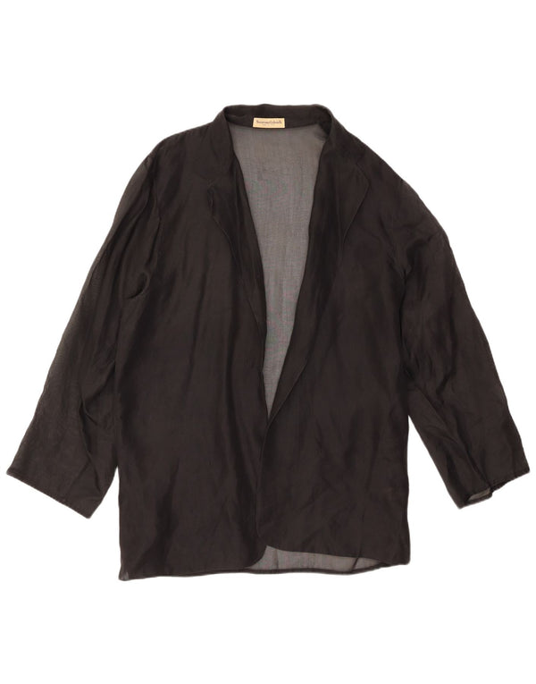 NAZARENO GABRIELLI Top cardigan transparent pentru femei UK 14 Medium Black Silk