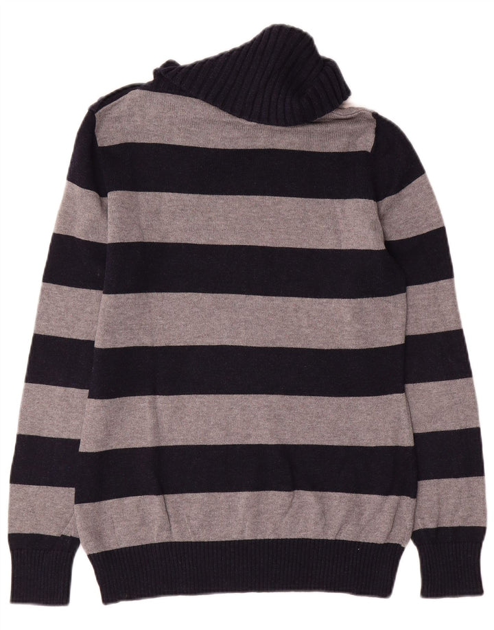 Pulover pentru femei Massimo Dutti cu gât cu nasturi, UK 12 Medium Bleumarin