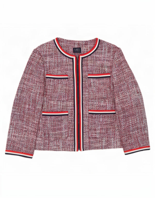 Jachetă pentru femei Marks & Spencer Crop Blazer UK 12, bumbac cu pete roșii medii