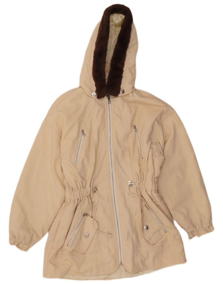 Jachetă parka cu glugă vintage pentru femei IT 42 Bej mediu