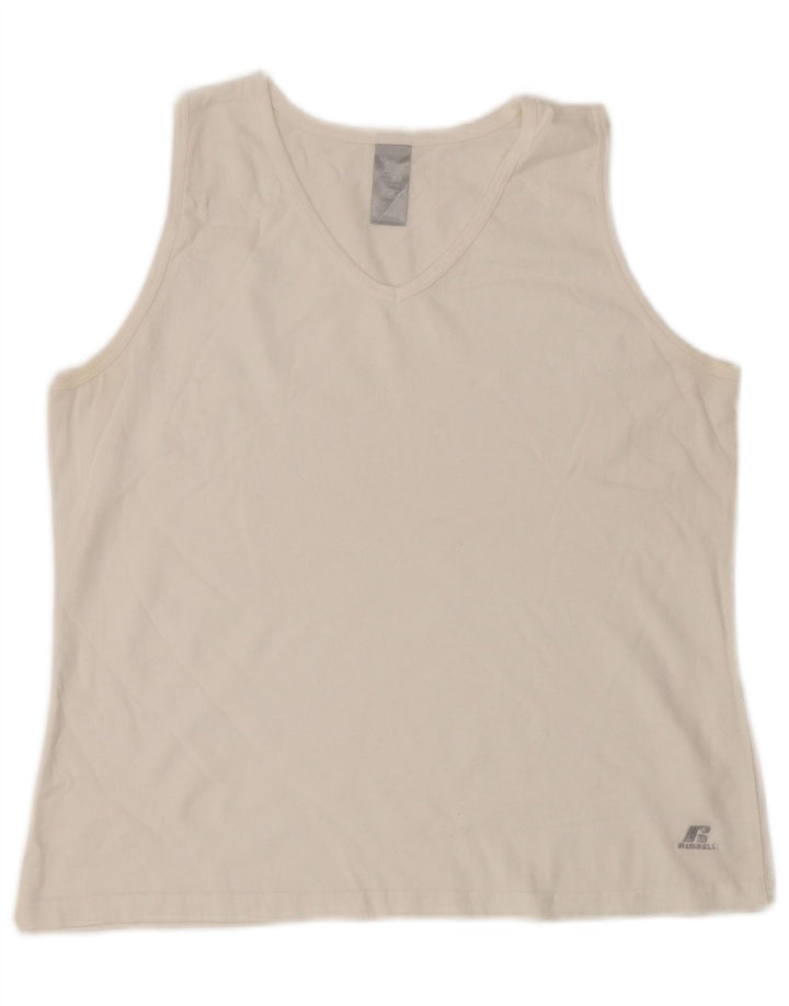 Vest Top pentru femei RUSSELL ATHLETIC UK 16, mare, alb, bumbac
