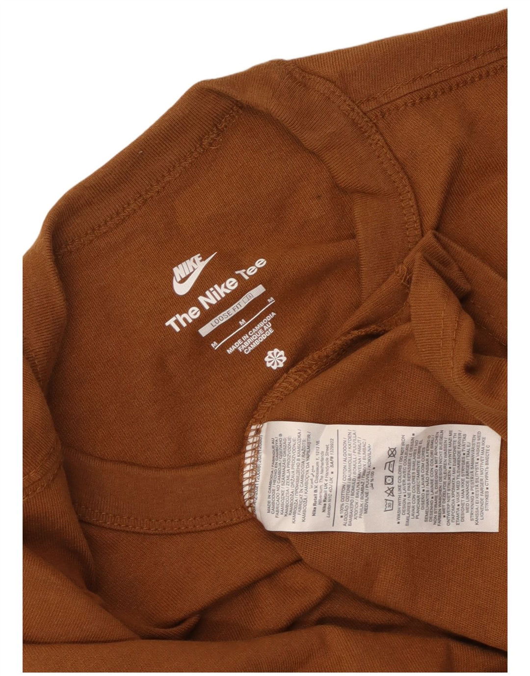 Tricou Nike pentru bărbați, cu o formă lejeră, top din bumbac maro mediu