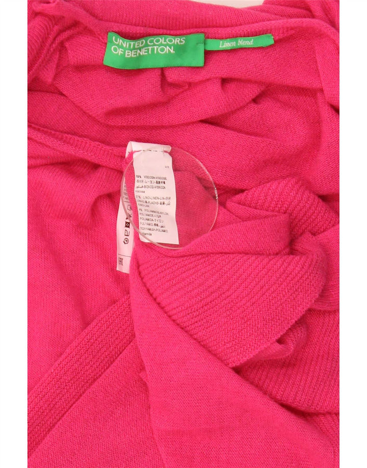 Pulover cardigan supradimensionat cu mânecă scurtă pentru femei Benetton UK 14 Roz mediu