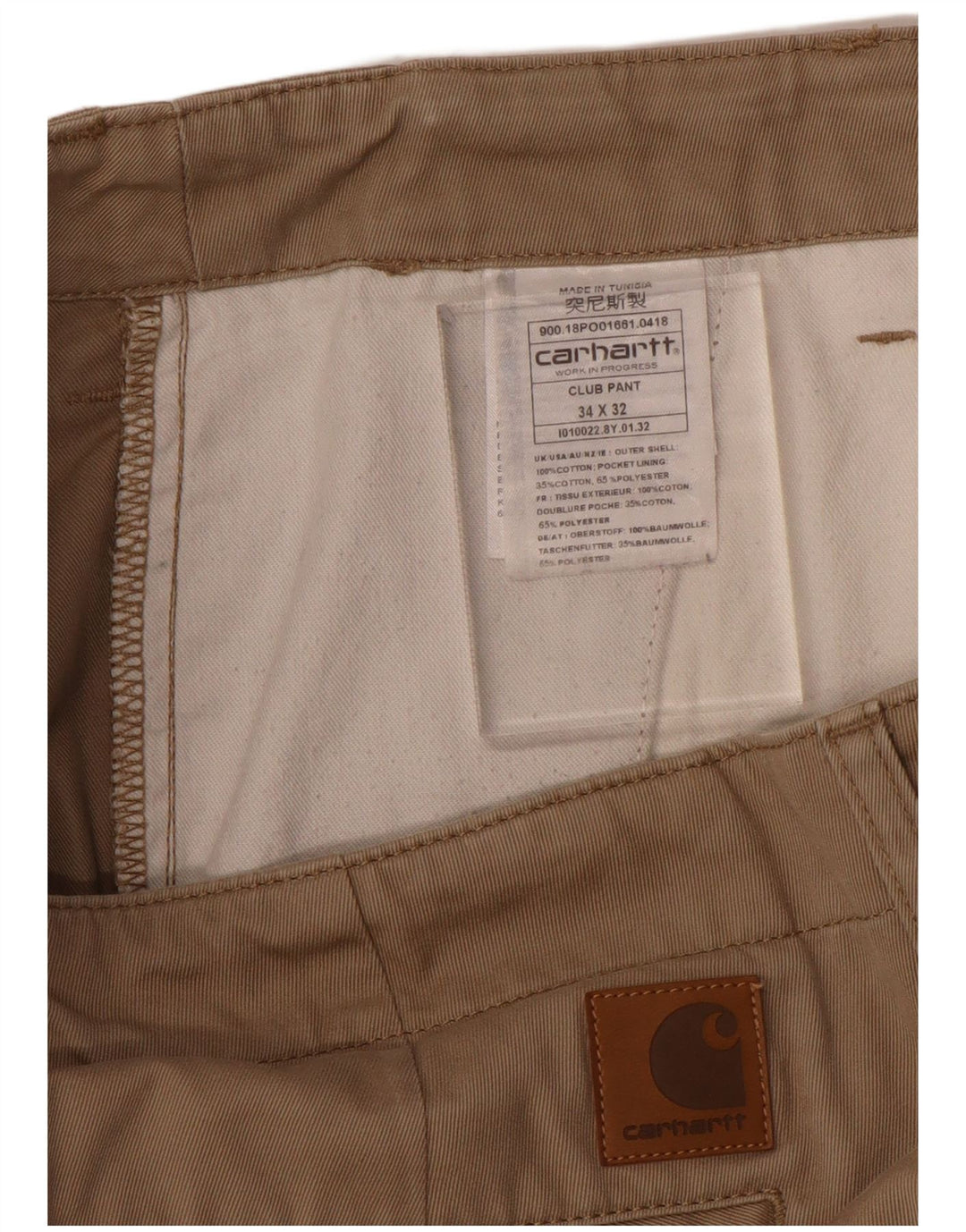 Pantaloni chino slim pentru bărbați CARHARTT L34 L32 bumbac bej