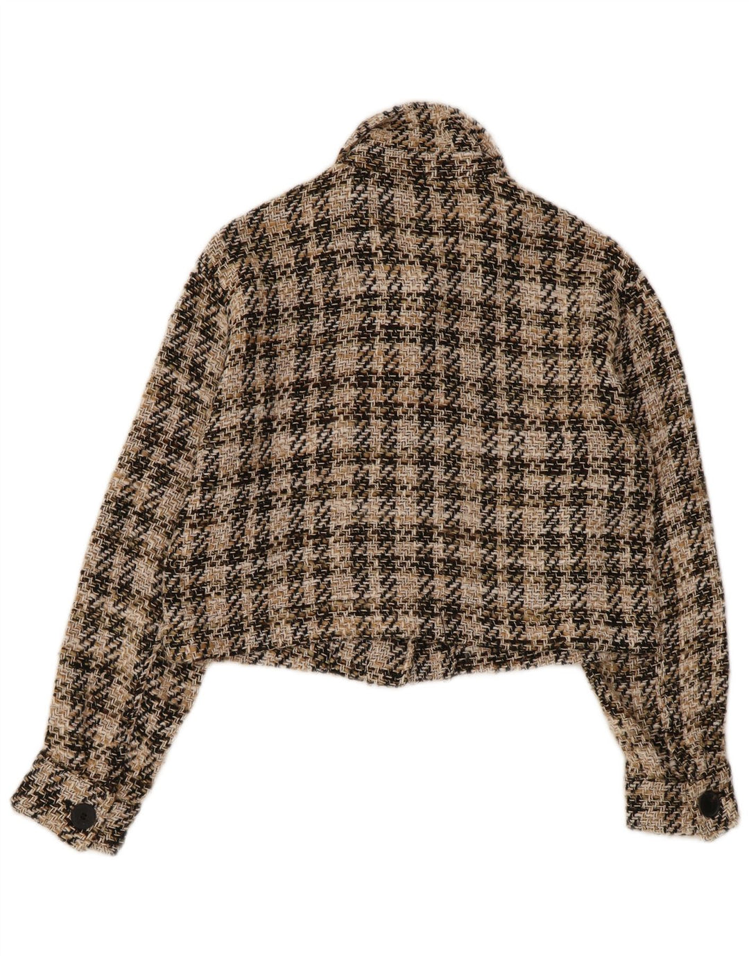 Jachetă Bomber Crop pentru Damă ZARA UK 10 Small Beige Check Bumbac