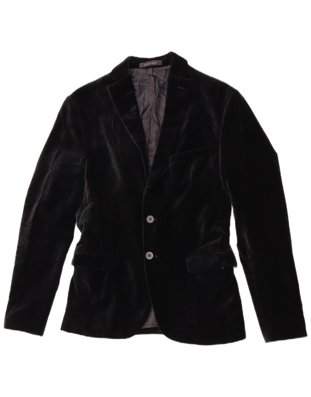 Blazer pentru bărbați din catifea cu 2 nasturi Zara EU 46 Bumbac negru mic