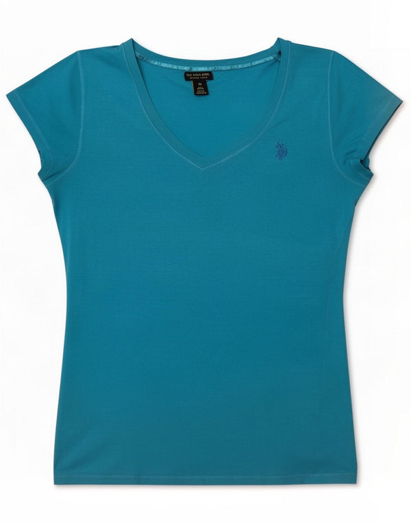 S.U.A. Polo Assn. Tricou pentru femei Top UK 14 Medium Blue Cotton