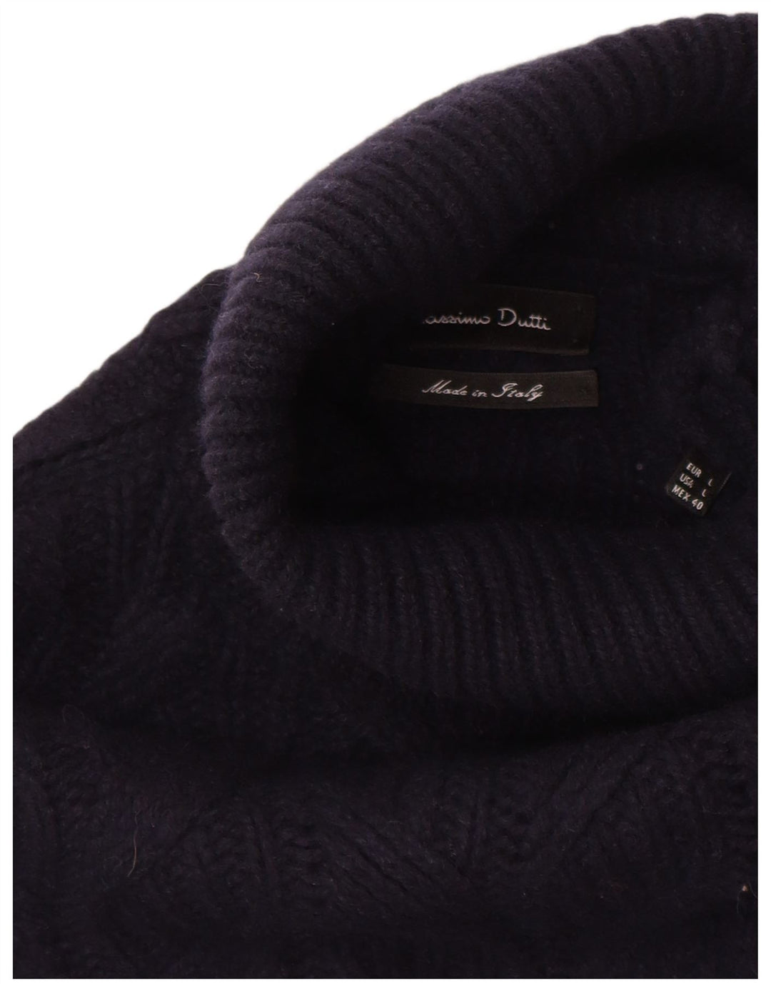 Massimo Dutti Pulover pentru bărbați cu gât rulat, mare, lână bleumarin