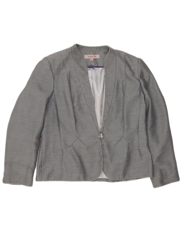 JAQUES VERT Womens 1 Button Blazer Jacket UK 16 Large Grey Flecked Viscose