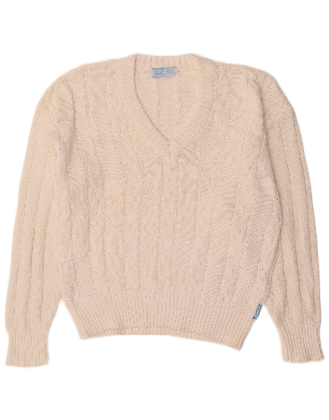 CARRERA Pulover cu decolteu în V pentru bărbați, bumbac alb mic