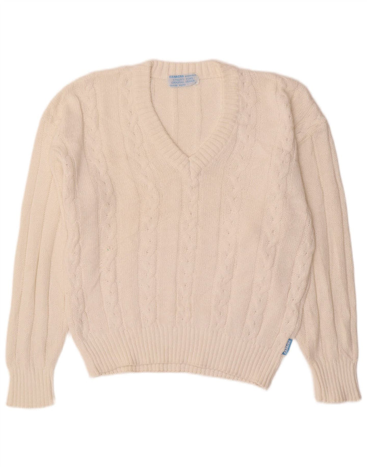 CARRERA Pulover cu decolteu în V pentru bărbați, bumbac alb mic