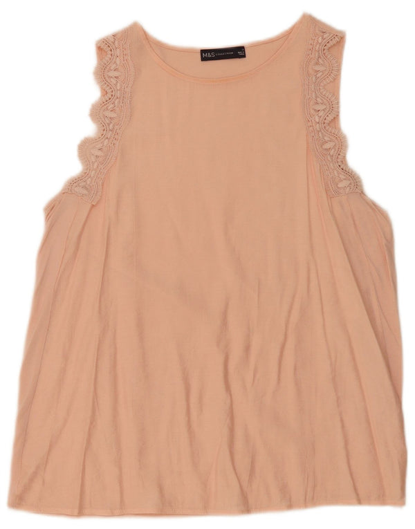 Marks & Spencer Womens Sleeveless Blouse Top UK 12 Medium Pink Floral