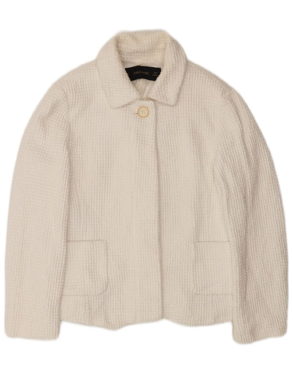 Blazer pentru femei Zara, cu 1 nasture, UK 12 Medium White