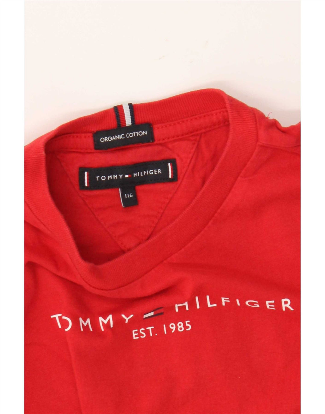 Tommy Hilfiger Băieți Top grafic cu mânecă lungă 5-6 ani bumbac roșu