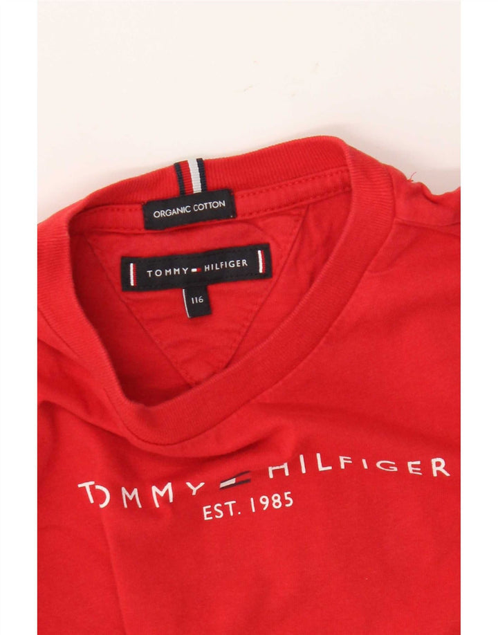 Tommy Hilfiger Băieți Top grafic cu mânecă lungă 5-6 ani bumbac roșu
