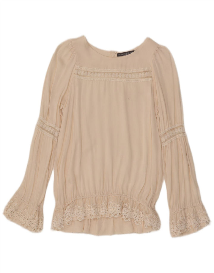 Bluză vintage cu mânecă lungă pentru femei Top IT 40 Small Off White