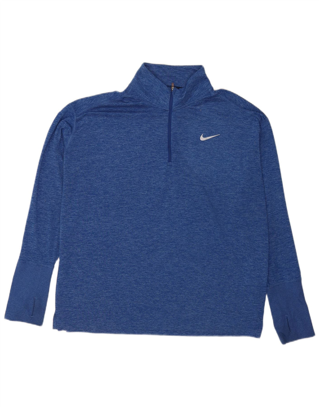 Top pentru alergare cu fermoar și gât pentru bărbați Nike cu mânecă lungă, XL, poliester cu pături albastre