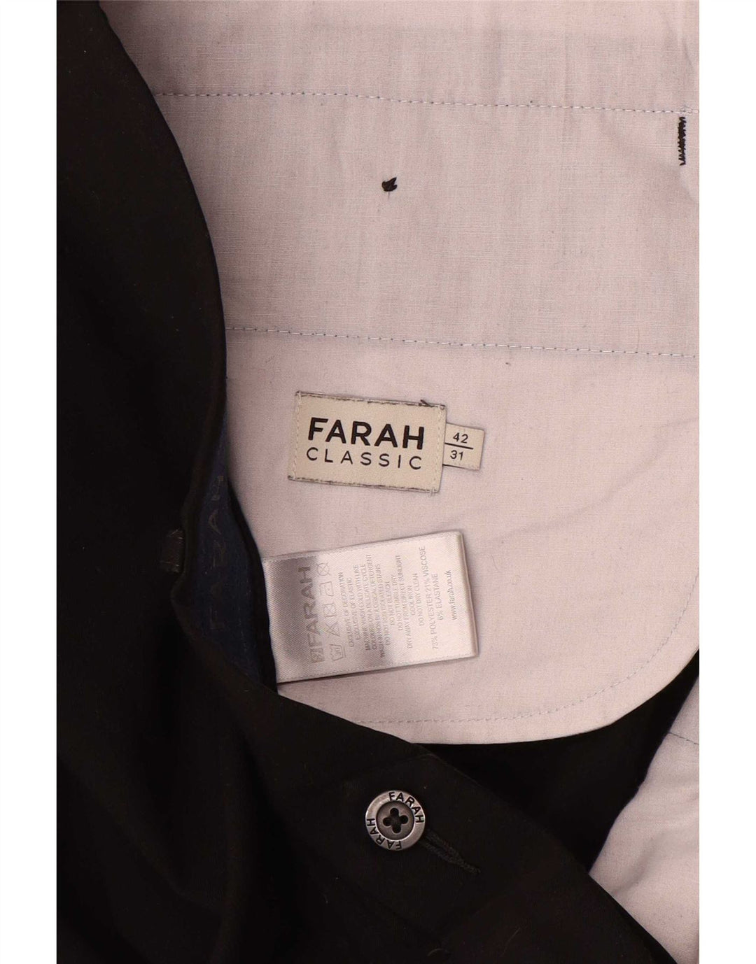 Pantaloni chino pentru bărbați Farah, cu ajustare clasică, L42 L31, poliester negru