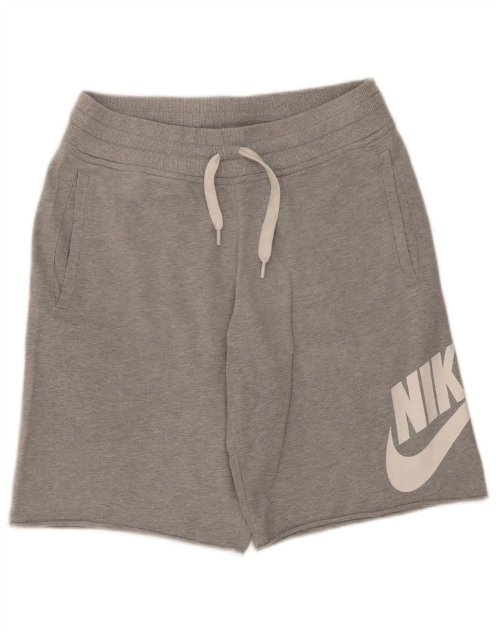 Pantaloni scurți sport grafic Nike pentru bărbați, bumbac cu pete, gri mediu