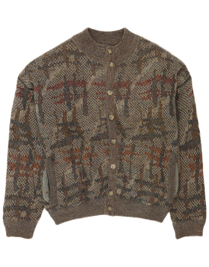 Pulover Cardigan Vintage pentru bărbați cu model abstract IT 48 Lână gri mediu