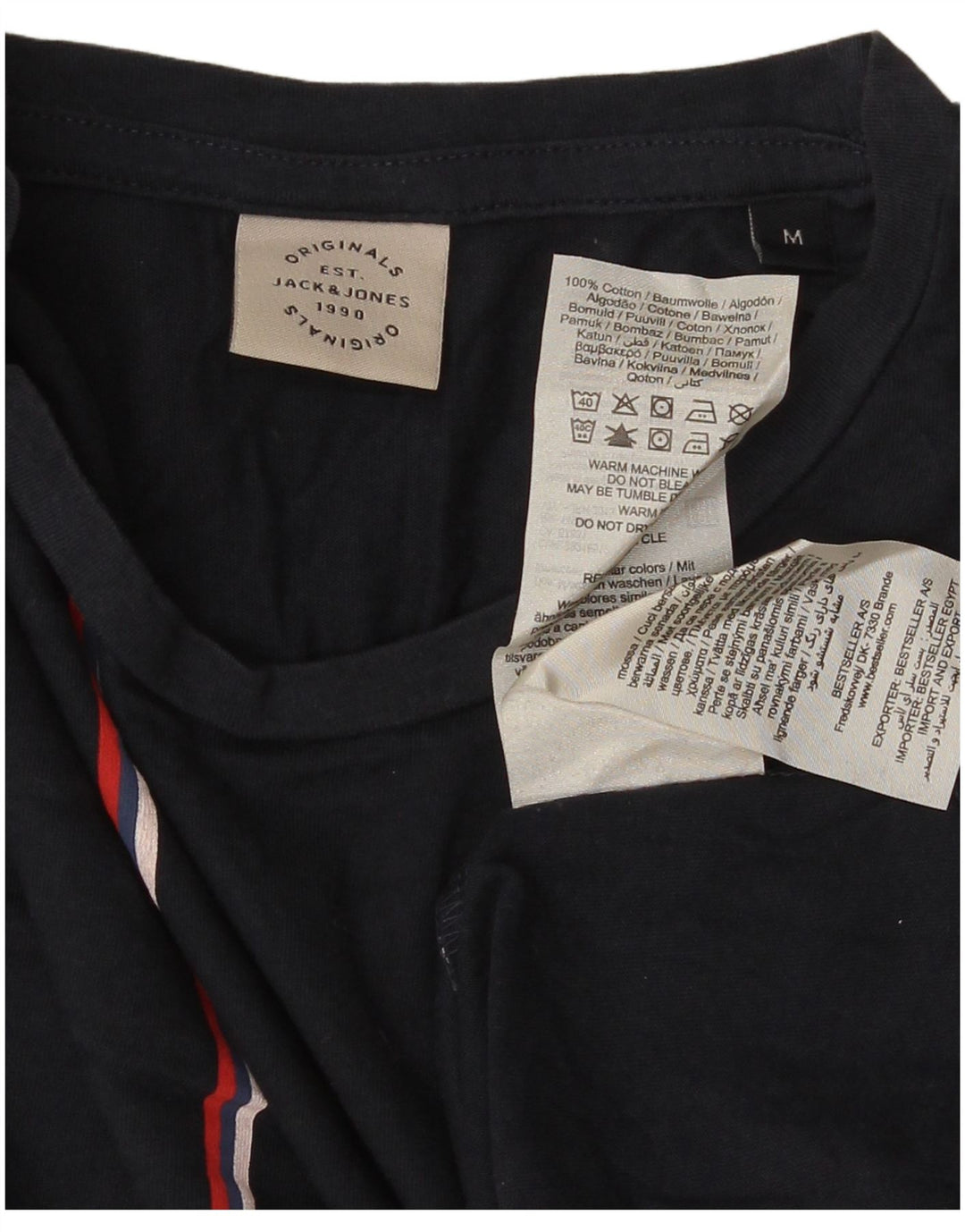 Jack & Jones Bărbați Tricou Top Mediu Bleumarin Bumbac cu dungi