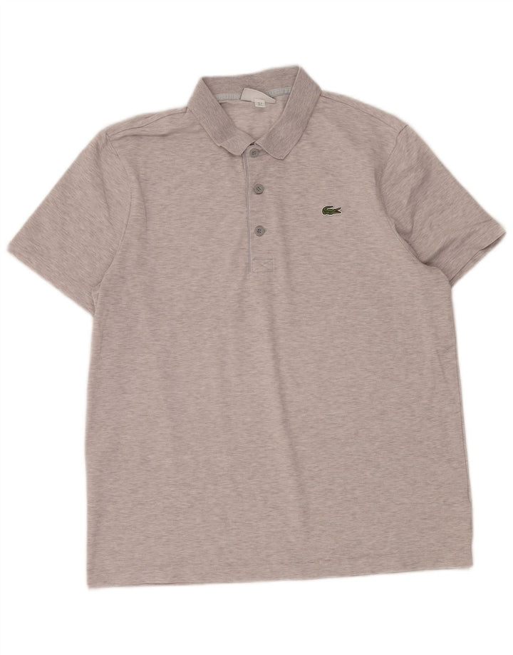LACOSTE Mens Polo Shirt Size 5 Large Grey Flecked